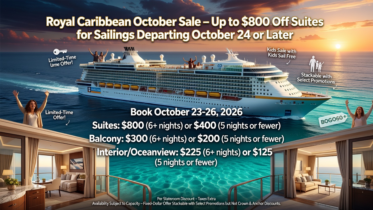 Royal Caribbean's October Sale Cuts Up to $800 Off Suites for Late-October Bookings